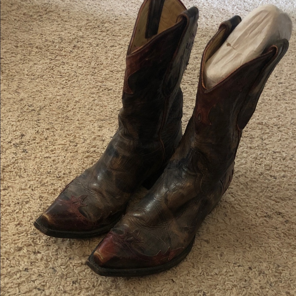 Old Gringo Brown and Black Distressed Leather Western Boots